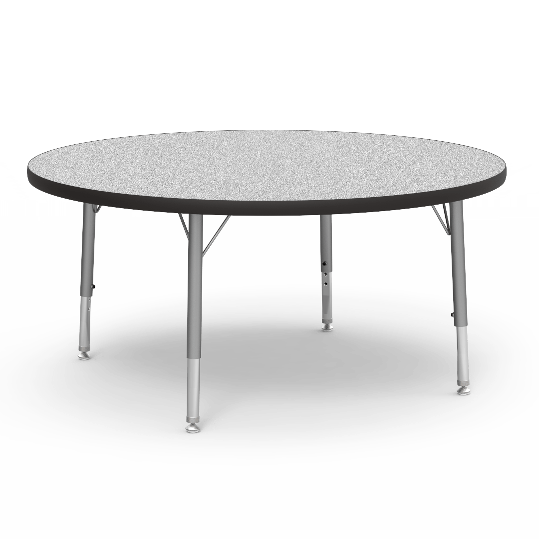 Virco 4842RLO - Virco 4000 Series Round Activity Table with Heavy Duty Laminate Top - Preschool Height Adjustable Legs (42" Diameter x 17"-25"H) - SchoolOutlet