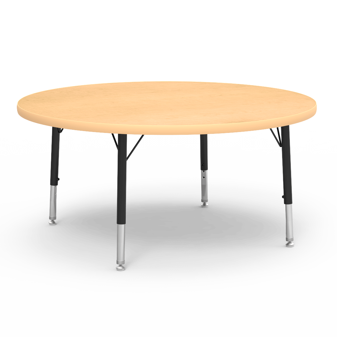 Virco 4842RLO - Virco 4000 Series Round Activity Table with Heavy Duty Laminate Top - Preschool Height Adjustable Legs (42" Diameter x 17"-25"H) - SchoolOutlet