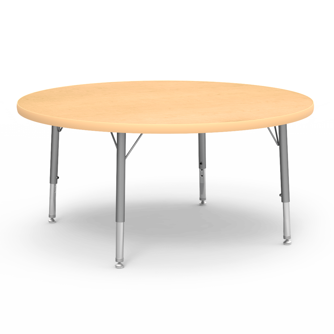 Virco 4842RLO - Virco 4000 Series Round Activity Table with Heavy Duty Laminate Top - Preschool Height Adjustable Legs (42" Diameter x 17"-25"H) - SchoolOutlet