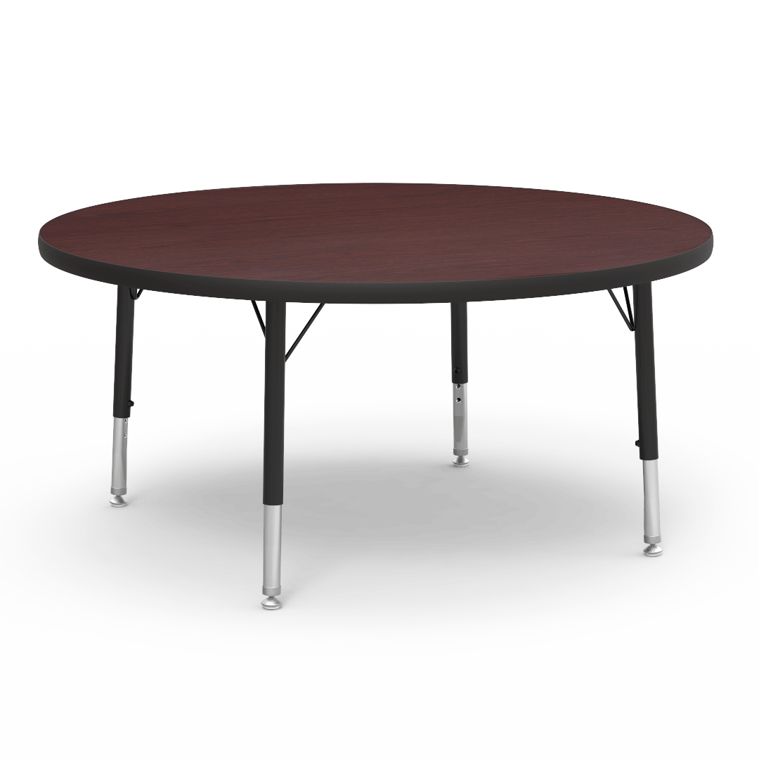 Virco 4842RLO - Virco 4000 Series Round Activity Table with Heavy Duty Laminate Top - Preschool Height Adjustable Legs (42" Diameter x 17"-25"H) - SchoolOutlet