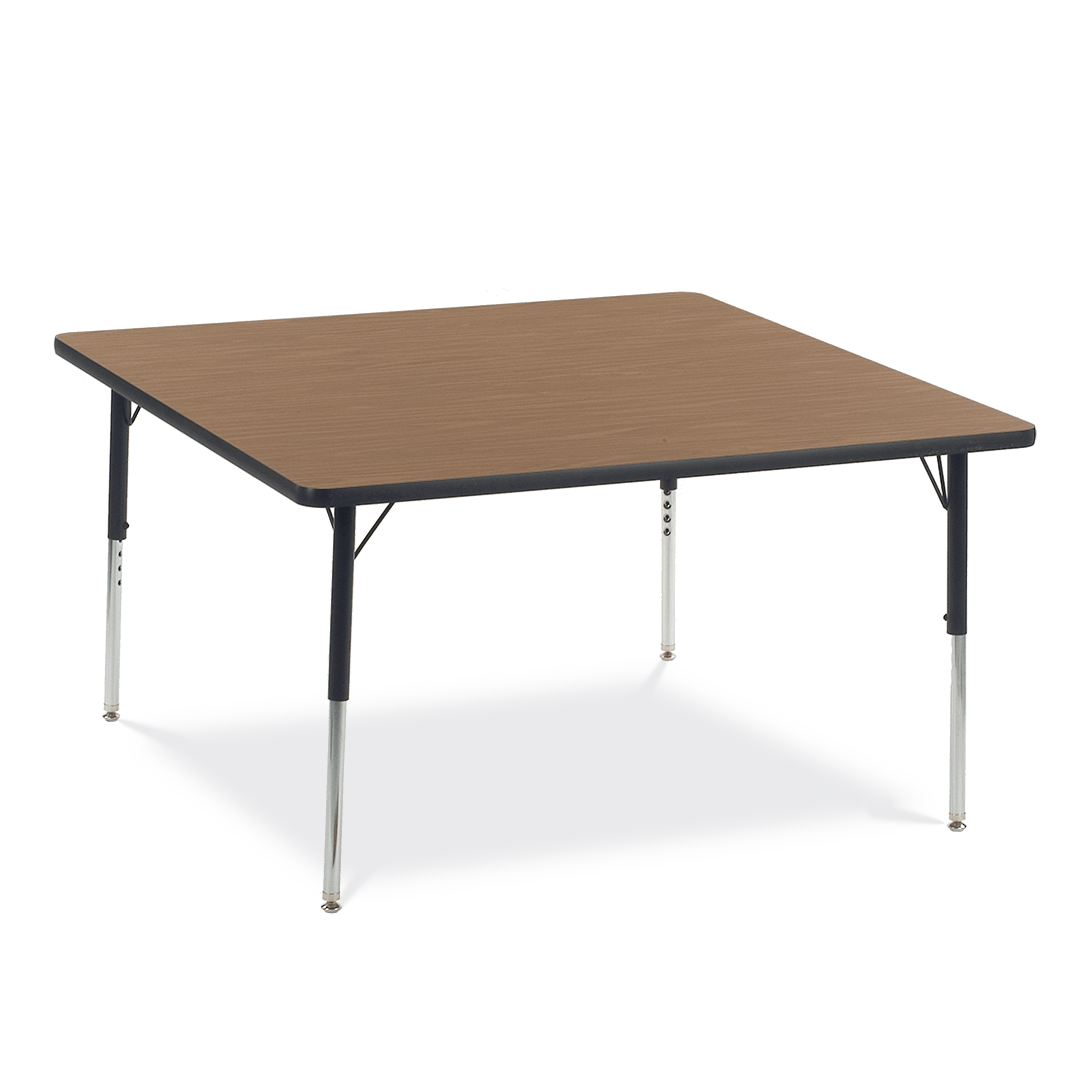 Virco 484848 - Virco 4000 Series Square Activity Table with Heavy Duty Laminate Top (48"W x 48"L x 22"-30"H) - SchoolOutlet