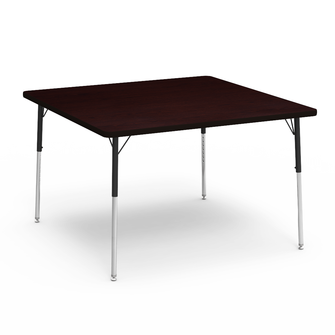 Virco 484848 - Virco 4000 Series Square Activity Table with Heavy Duty Laminate Top (48"W x 48"L x 22"-30"H) - SchoolOutlet