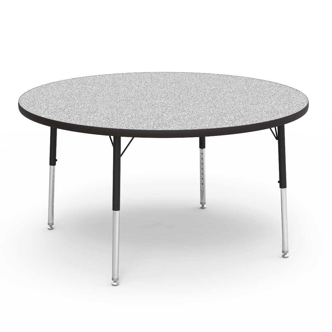 Virco 4848RLO - 4000 Series Round Activity Table with Heavy Duty Laminate Top - Preschool Height Adjustable Legs (48" Diameter x 17-25"H) - SchoolOutlet