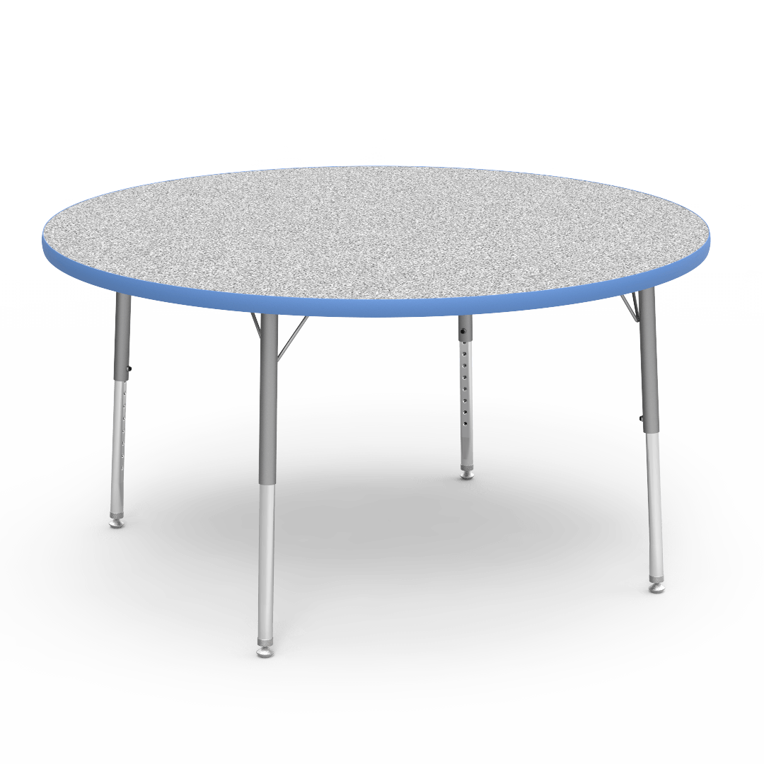 Virco 4848RLO - 4000 Series Round Activity Table with Heavy Duty Laminate Top - Preschool Height Adjustable Legs (48" Diameter x 17-25"H) - SchoolOutlet