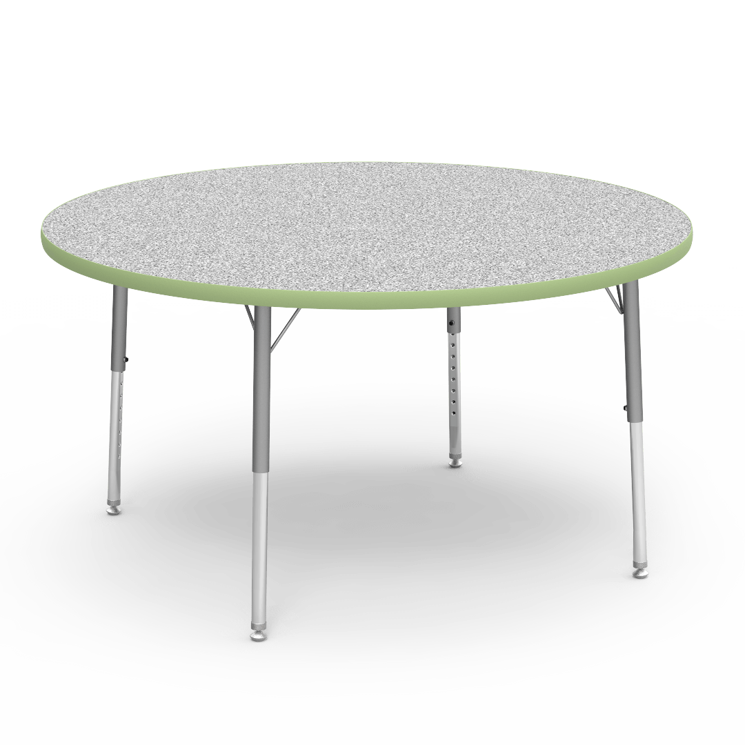 Virco 4848RLO - 4000 Series Round Activity Table with Heavy Duty Laminate Top - Preschool Height Adjustable Legs (48" Diameter x 17-25"H) - SchoolOutlet