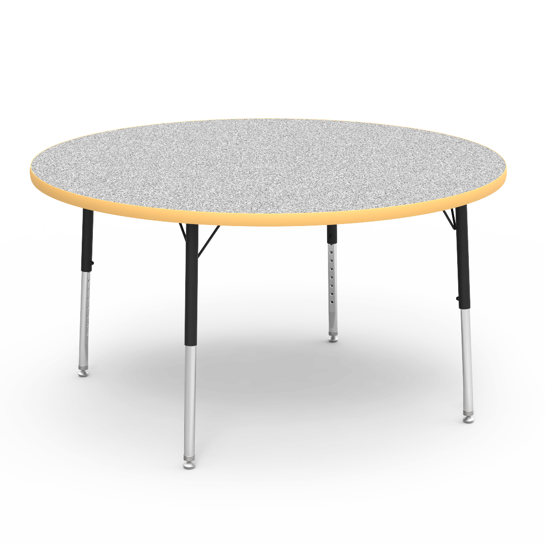 Virco 4848RLO - 4000 Series Round Activity Table with Heavy Duty Laminate Top - Preschool Height Adjustable Legs (48" Diameter x 17-25"H) - SchoolOutlet