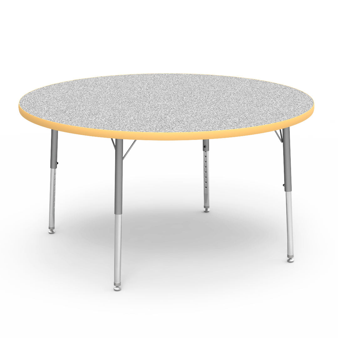 Virco 4848RLO - 4000 Series Round Activity Table with Heavy Duty Laminate Top - Preschool Height Adjustable Legs (48" Diameter x 17-25"H) - SchoolOutlet