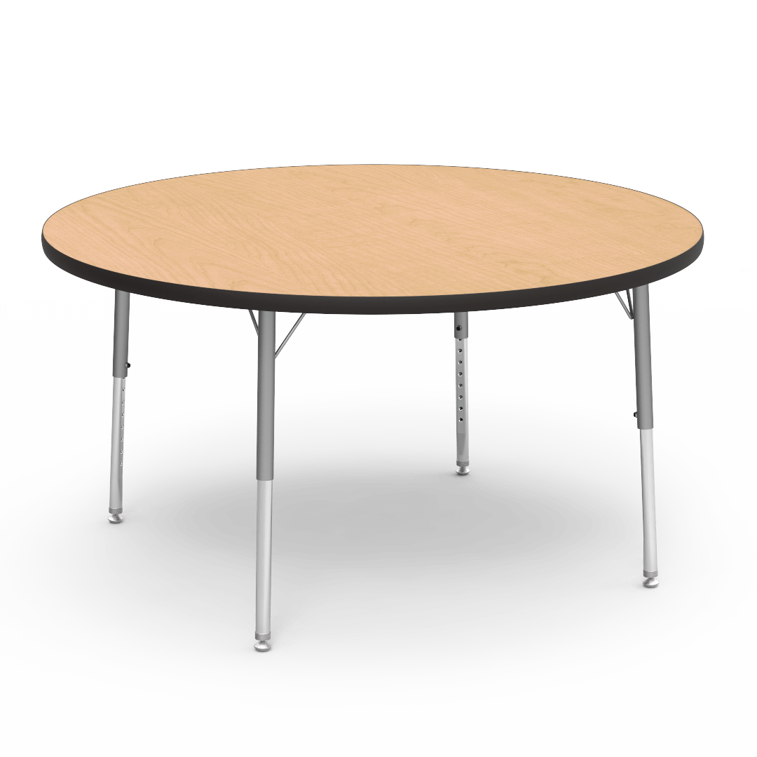 Virco 4848RLO - 4000 Series Round Activity Table with Heavy Duty Laminate Top - Preschool Height Adjustable Legs (48" Diameter x 17-25"H) - SchoolOutlet