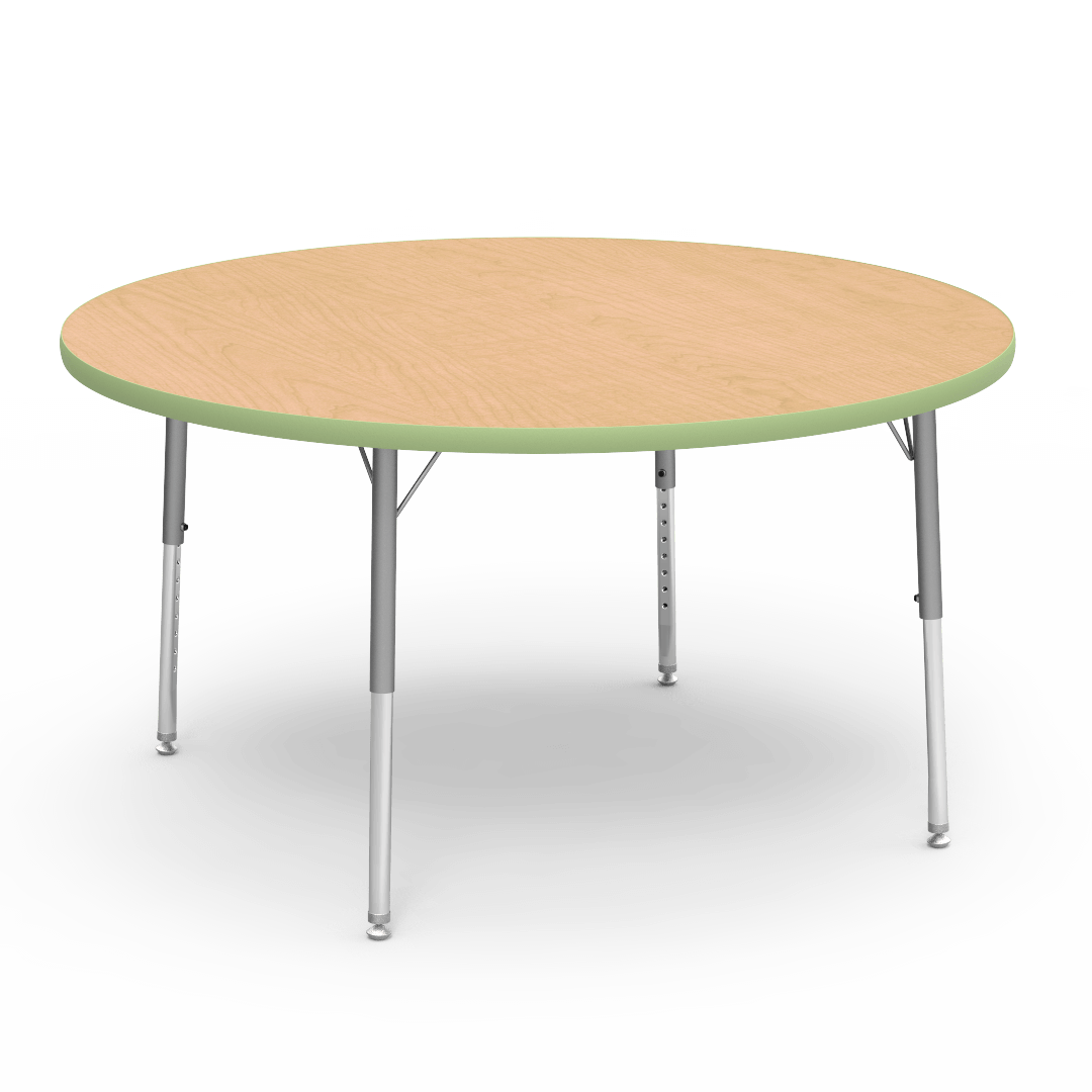 Virco 4848RLO - 4000 Series Round Activity Table with Heavy Duty Laminate Top - Preschool Height Adjustable Legs (48" Diameter x 17-25"H) - SchoolOutlet