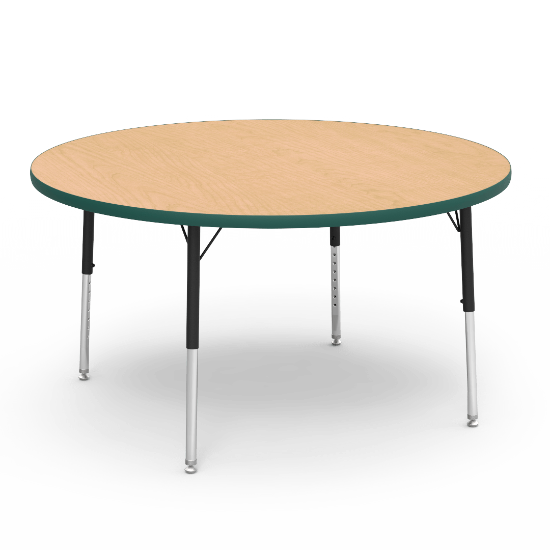 Virco 4848RLO - 4000 Series Round Activity Table with Heavy Duty Laminate Top - Preschool Height Adjustable Legs (48" Diameter x 17-25"H) - SchoolOutlet