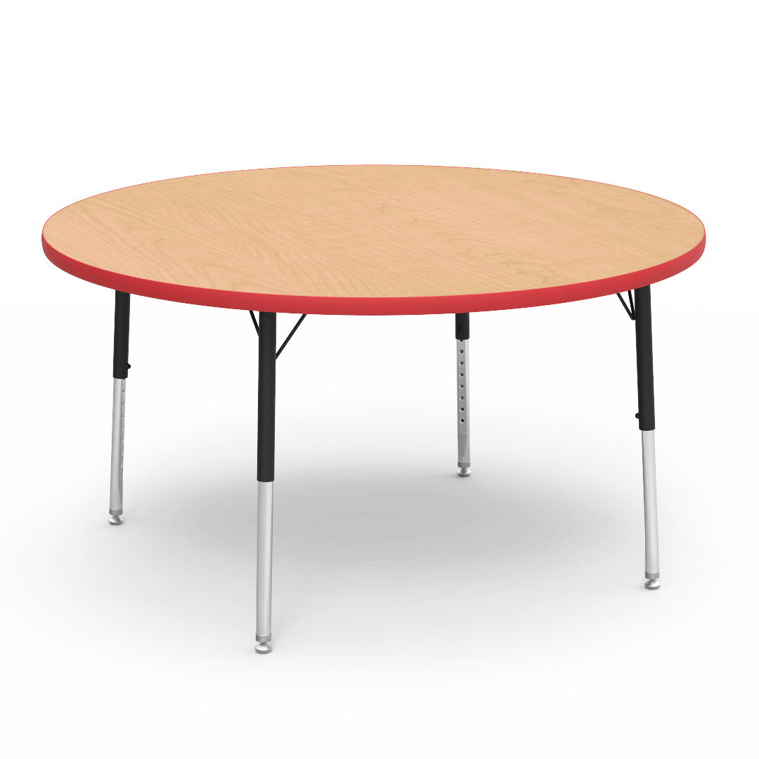 Virco 4848RLO - 4000 Series Round Activity Table with Heavy Duty Laminate Top - Preschool Height Adjustable Legs (48" Diameter x 17-25"H) - SchoolOutlet