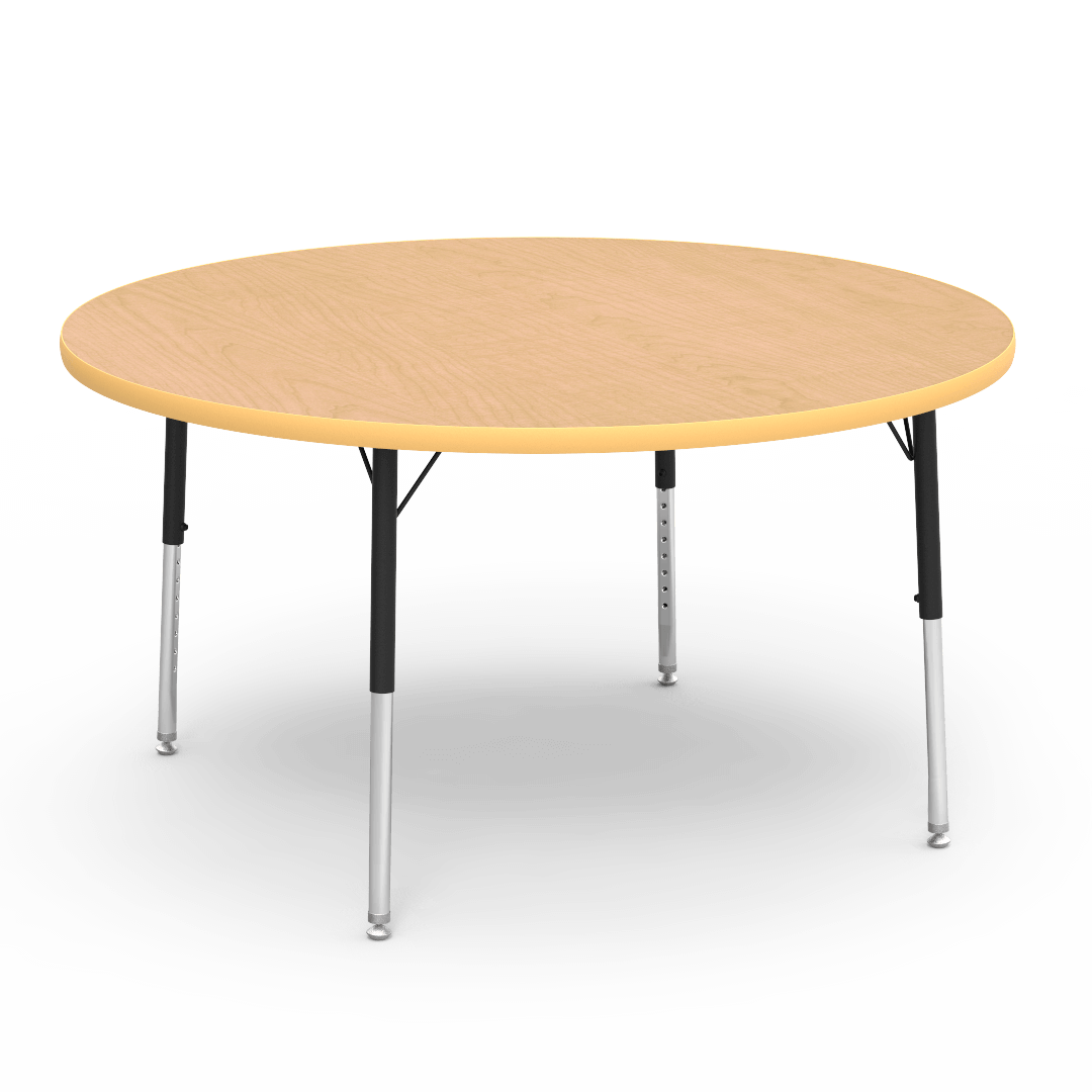 Virco 4848RLO - 4000 Series Round Activity Table with Heavy Duty Laminate Top - Preschool Height Adjustable Legs (48" Diameter x 17-25"H) - SchoolOutlet