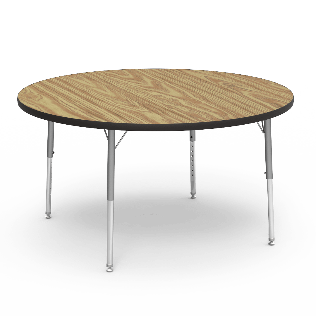 Virco 4848RLO - 4000 Series Round Activity Table with Heavy Duty Laminate Top - Preschool Height Adjustable Legs (48" Diameter x 17-25"H) - SchoolOutlet