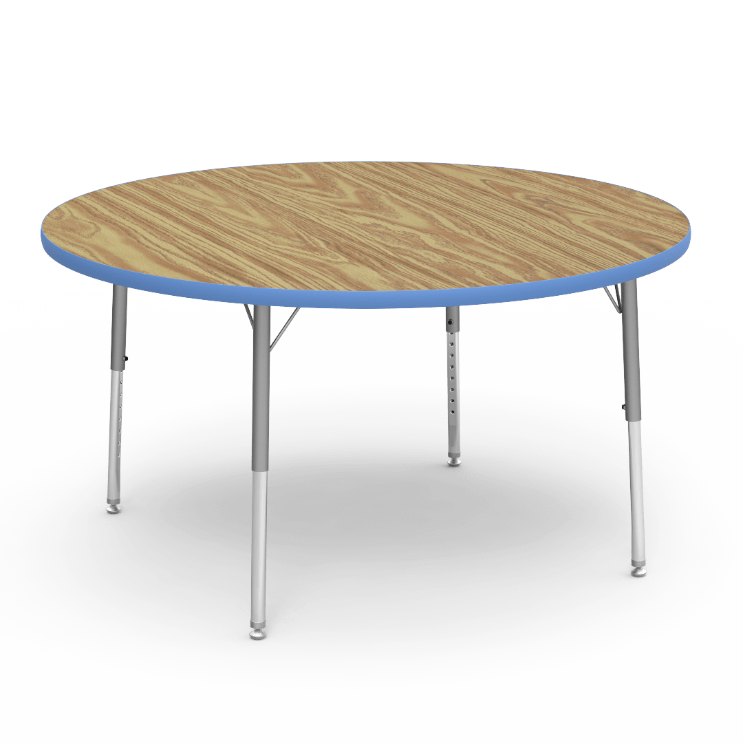 Virco 4848RLO - 4000 Series Round Activity Table with Heavy Duty Laminate Top - Preschool Height Adjustable Legs (48" Diameter x 17-25"H) - SchoolOutlet