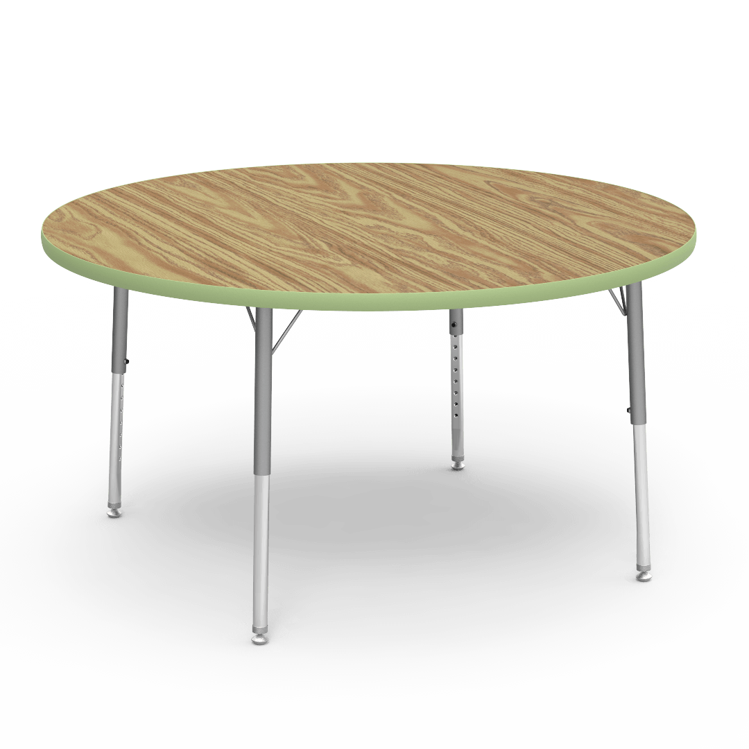 Virco 4848RLO - 4000 Series Round Activity Table with Heavy Duty Laminate Top - Preschool Height Adjustable Legs (48" Diameter x 17-25"H) - SchoolOutlet