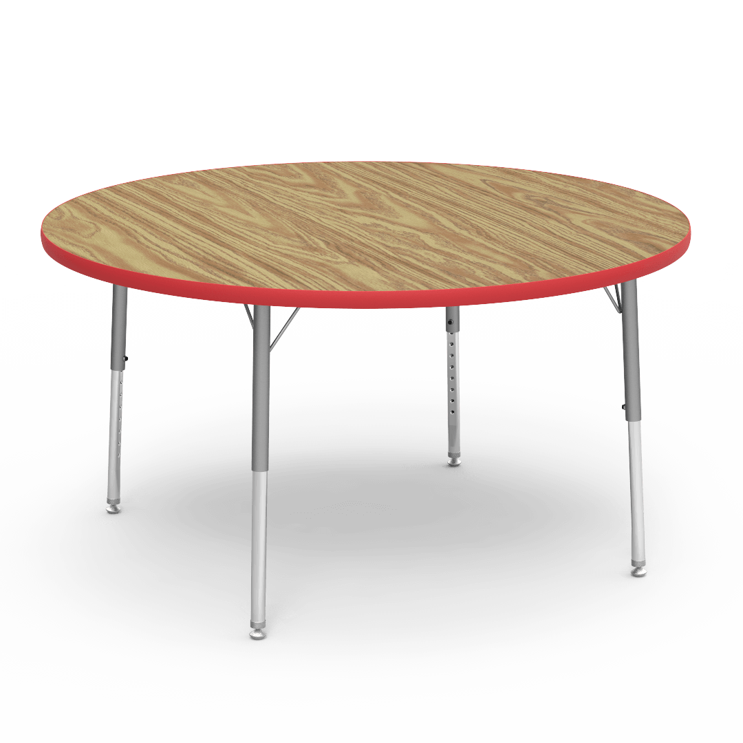 Virco 4848RLO - 4000 Series Round Activity Table with Heavy Duty Laminate Top - Preschool Height Adjustable Legs (48" Diameter x 17-25"H) - SchoolOutlet