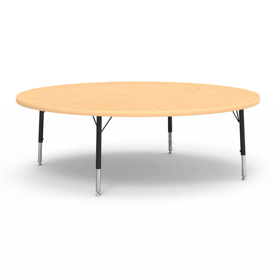 Round Activity Table with Heavy Duty Laminate Top - Preschool Height Adjustable Legs (60" Diameter x 17-25"H) - SchoolOutlet