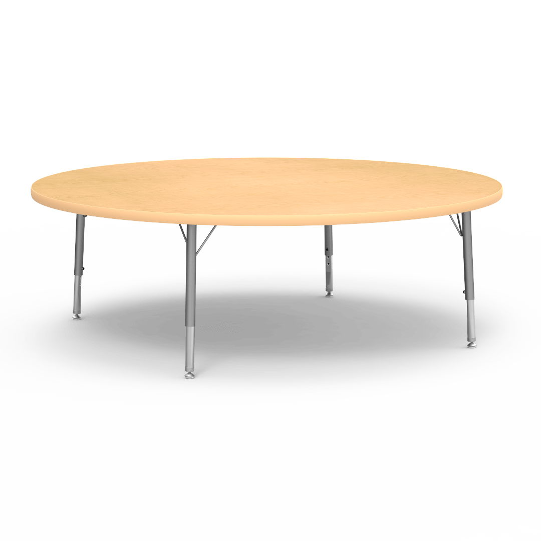 Round Activity Table with Heavy Duty Laminate Top - Preschool Height Adjustable Legs (60" Diameter x 17-25"H) - SchoolOutlet