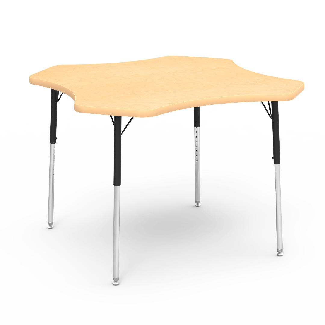 Virco 48CLO48 - Virco 4000 Series Clover Activity Table with Heavy Duty Laminate Top 48" Diameter and Adjustable Height Legs 22"-30"H - SchoolOutlet