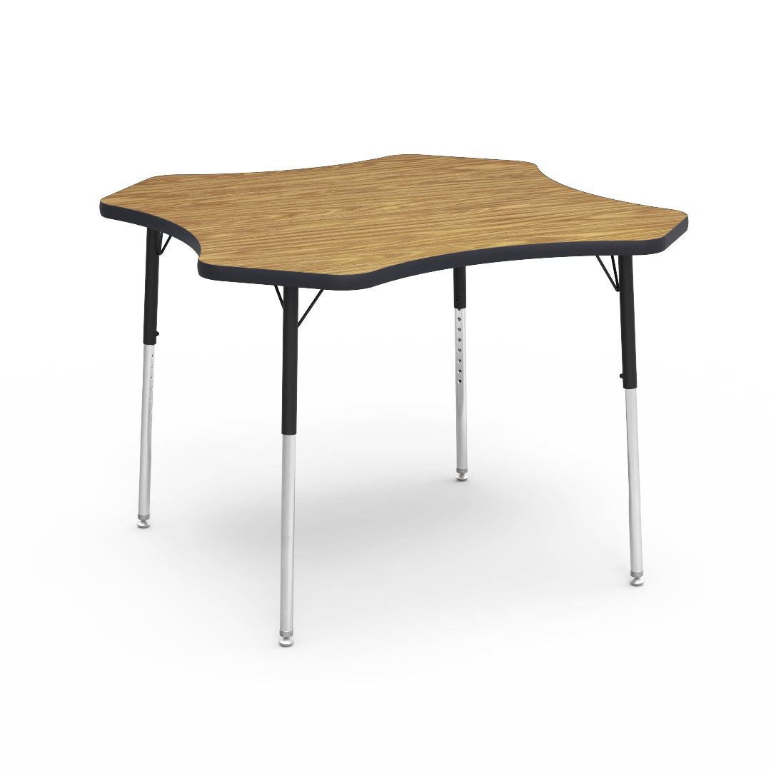 Virco 48CLO48 - Virco 4000 Series Clover Activity Table with Heavy Duty Laminate Top 48" Diameter and Adjustable Height Legs 22"-30"H - SchoolOutlet