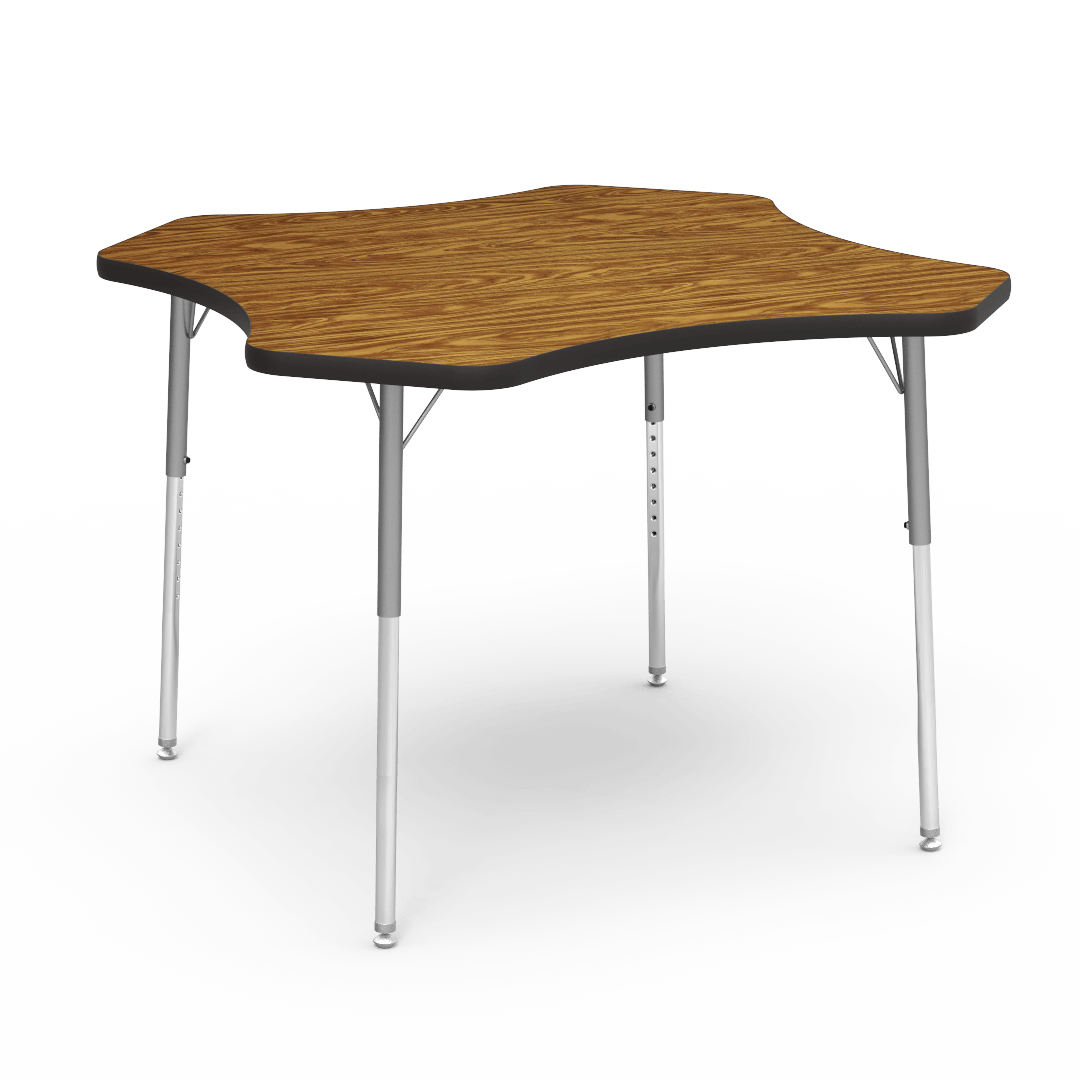 Virco 48CLO48 - Virco 4000 Series Clover Activity Table with Heavy Duty Laminate Top 48" Diameter and Adjustable Height Legs 22"-30"H - SchoolOutlet