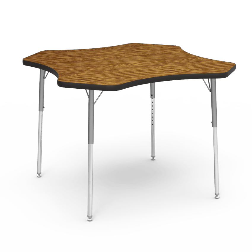Virco 48CLO48 - Virco 4000 Series Clover Activity Table with Heavy Duty Laminate Top 48" Diameter and Adjustable Height Legs 22"-30"H - SchoolOutlet