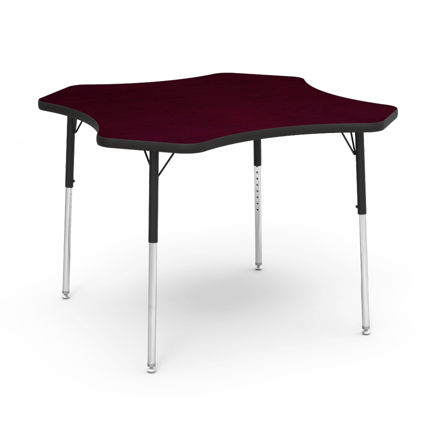 Virco 48CLO48 - Virco 4000 Series Clover Activity Table with Heavy Duty Laminate Top 48" Diameter and Adjustable Height Legs 22"-30"H - SchoolOutlet