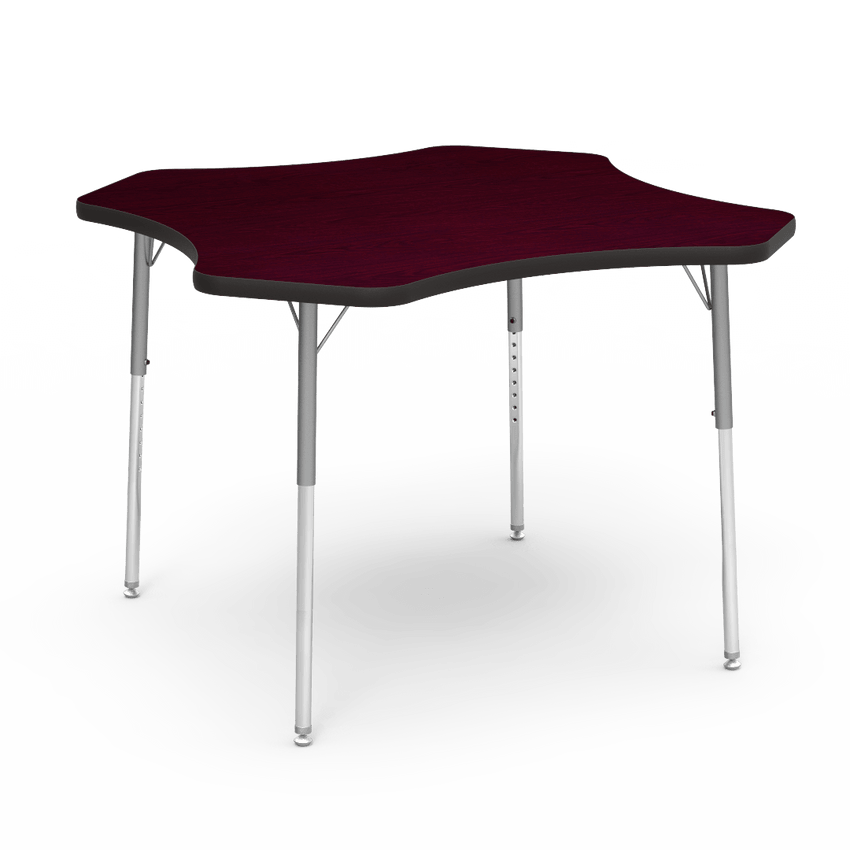 Virco 48CLO48 - Virco 4000 Series Clover Activity Table with Heavy Duty Laminate Top 48" Diameter and Adjustable Height Legs 22"-30"H - SchoolOutlet