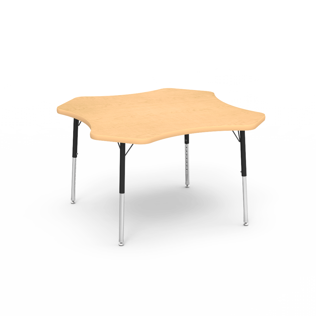 Virco 48CLO48LO - Virco 4000 Series Clover Activity Table with Heavy Duty Laminate Top - Preschool Height Adjustable Legs(48" Diameter x 17"-25"H) - SchoolOutlet