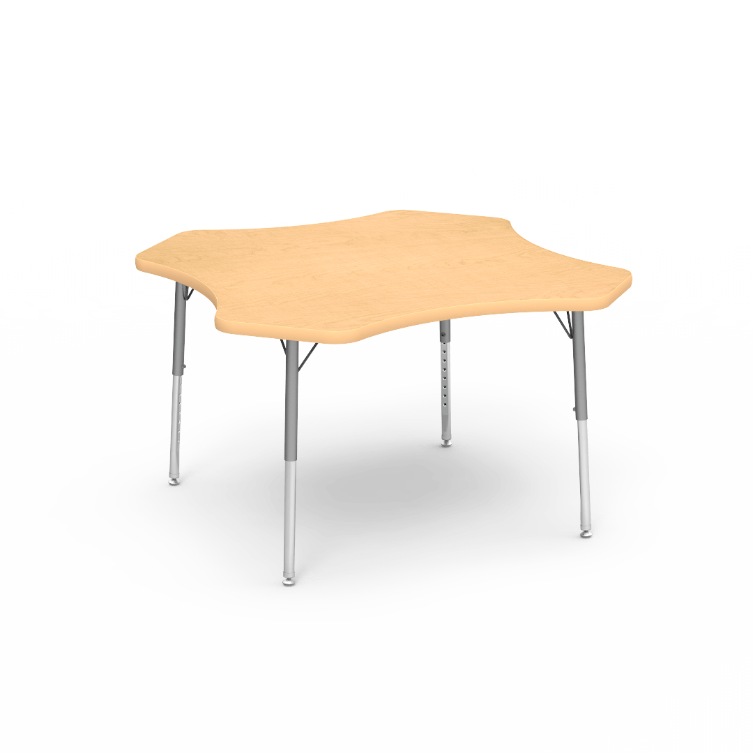 Virco 48CLO48LO - Virco 4000 Series Clover Activity Table with Heavy Duty Laminate Top - Preschool Height Adjustable Legs(48" Diameter x 17"-25"H) - SchoolOutlet