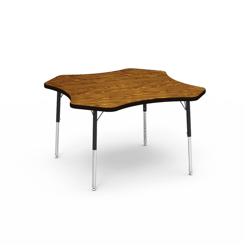 Virco 48CLO48LO - Virco 4000 Series Clover Activity Table with Heavy Duty Laminate Top - Preschool Height Adjustable Legs(48" Diameter x 17"-25"H) - SchoolOutlet