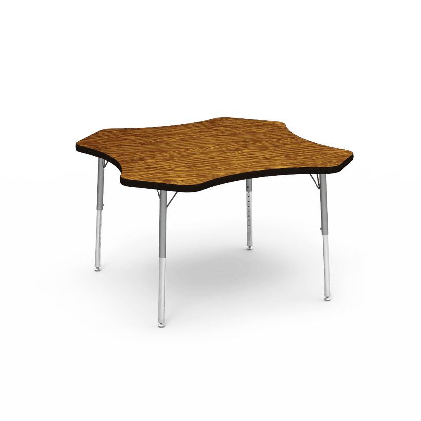 Virco 48CLO48LO - Virco 4000 Series Clover Activity Table with Heavy Duty Laminate Top - Preschool Height Adjustable Legs(48" Diameter x 17"-25"H) - SchoolOutlet