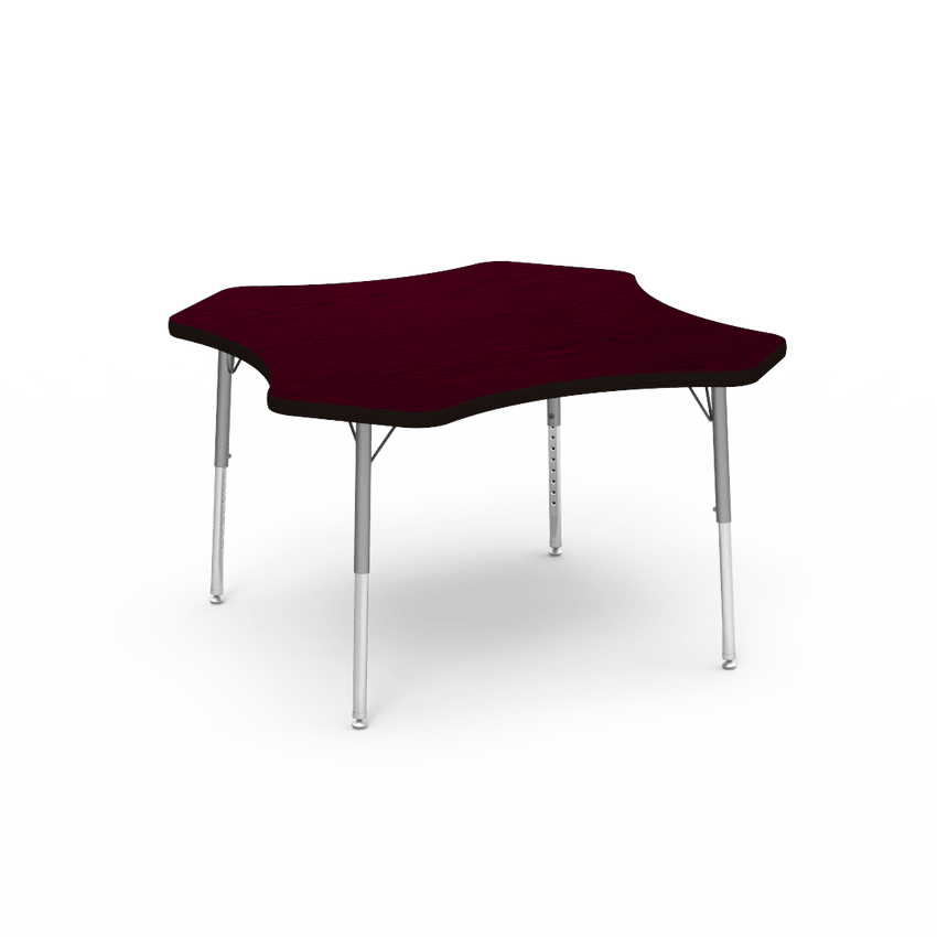 Virco 48CLO48LO - Virco 4000 Series Clover Activity Table with Heavy Duty Laminate Top - Preschool Height Adjustable Legs(48" Diameter x 17"-25"H) - SchoolOutlet