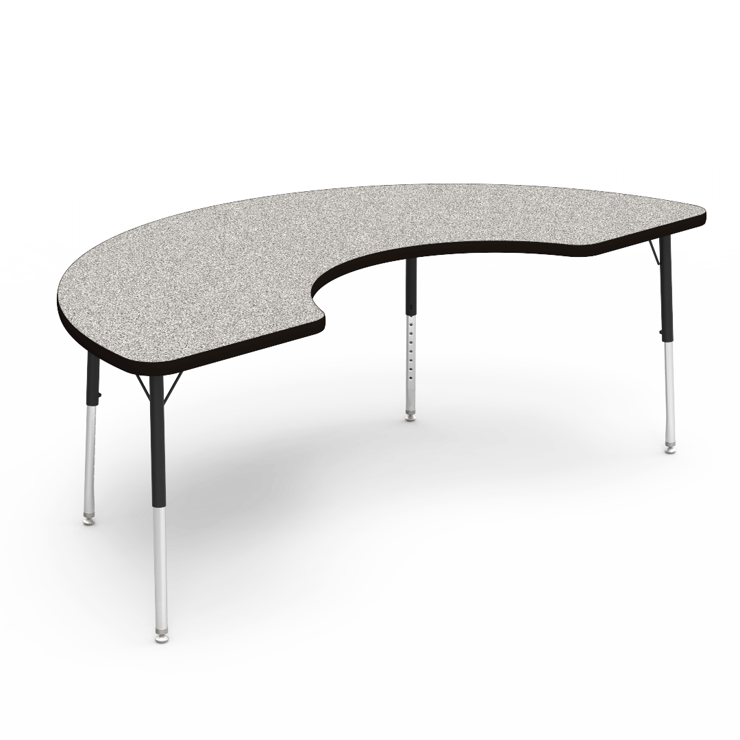 Half Moon Cooperative Learning Activity Table with Heavy Duty Laminate Top - Preschool Height Adjustable Legs (36"W x 72"L x 17-25"H) - SchoolOutlet