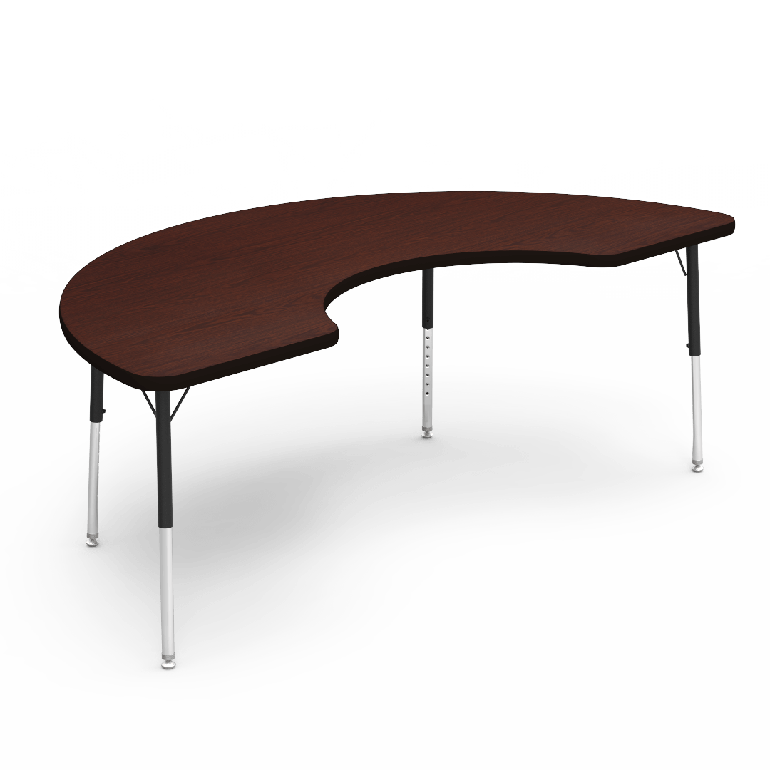 Half Moon Cooperative Learning Activity Table with Heavy Duty Laminate Top - Preschool Height Adjustable Legs (36"W x 72"L x 17-25"H) - SchoolOutlet