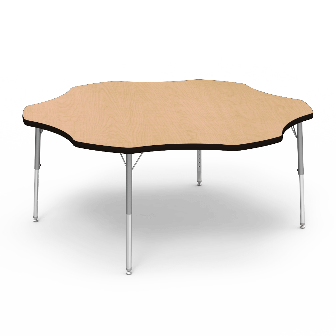 Virco 48FLOW60LO - Virco 4000 Series Flower Activity Table with Heavy Duty Laminate Top - Preschool Height Adjustable Legs (60" Diameter x 17"-25"H) - SchoolOutlet