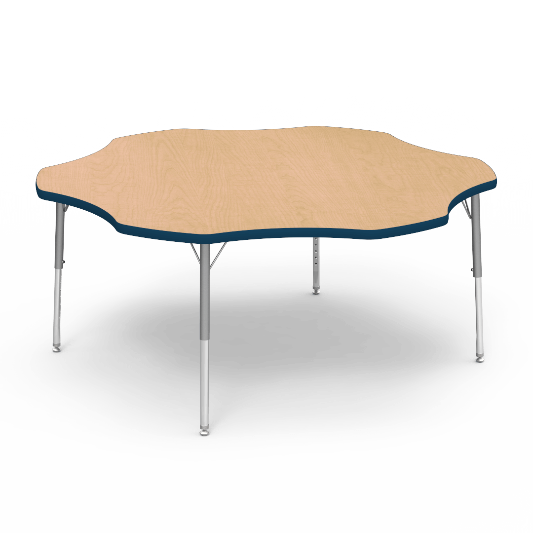 Virco 48FLOW60LO - Virco 4000 Series Flower Activity Table with Heavy Duty Laminate Top - Preschool Height Adjustable Legs (60" Diameter x 17"-25"H) - SchoolOutlet