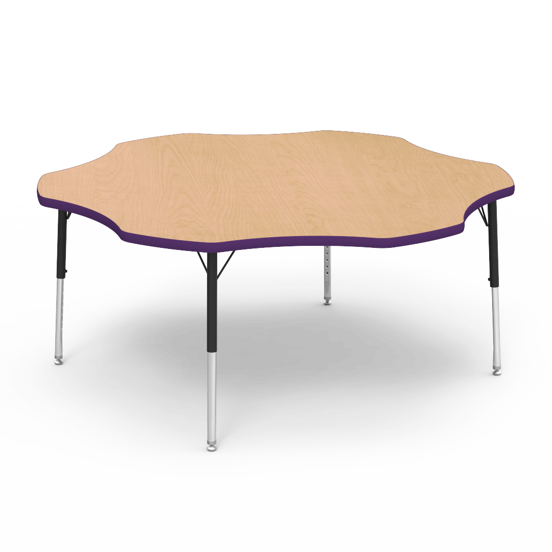 Virco 48FLOW60LO - Virco 4000 Series Flower Activity Table with Heavy Duty Laminate Top - Preschool Height Adjustable Legs (60" Diameter x 17"-25"H) - SchoolOutlet