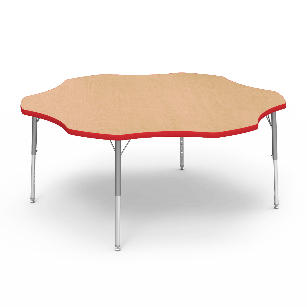 Virco 48FLOW60LO - Virco 4000 Series Flower Activity Table with Heavy Duty Laminate Top - Preschool Height Adjustable Legs (60" Diameter x 17"-25"H) - SchoolOutlet