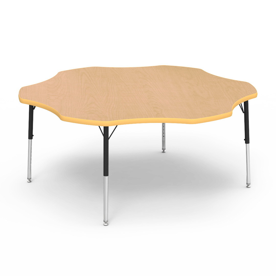 Virco 48FLOW60LO - Virco 4000 Series Flower Activity Table with Heavy Duty Laminate Top - Preschool Height Adjustable Legs (60" Diameter x 17"-25"H) - SchoolOutlet