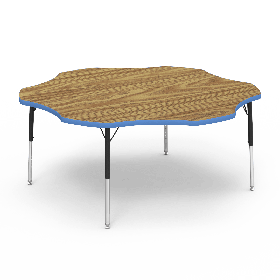 Virco 48FLOW60LO - Virco 4000 Series Flower Activity Table with Heavy Duty Laminate Top - Preschool Height Adjustable Legs (60" Diameter x 17"-25"H) - SchoolOutlet