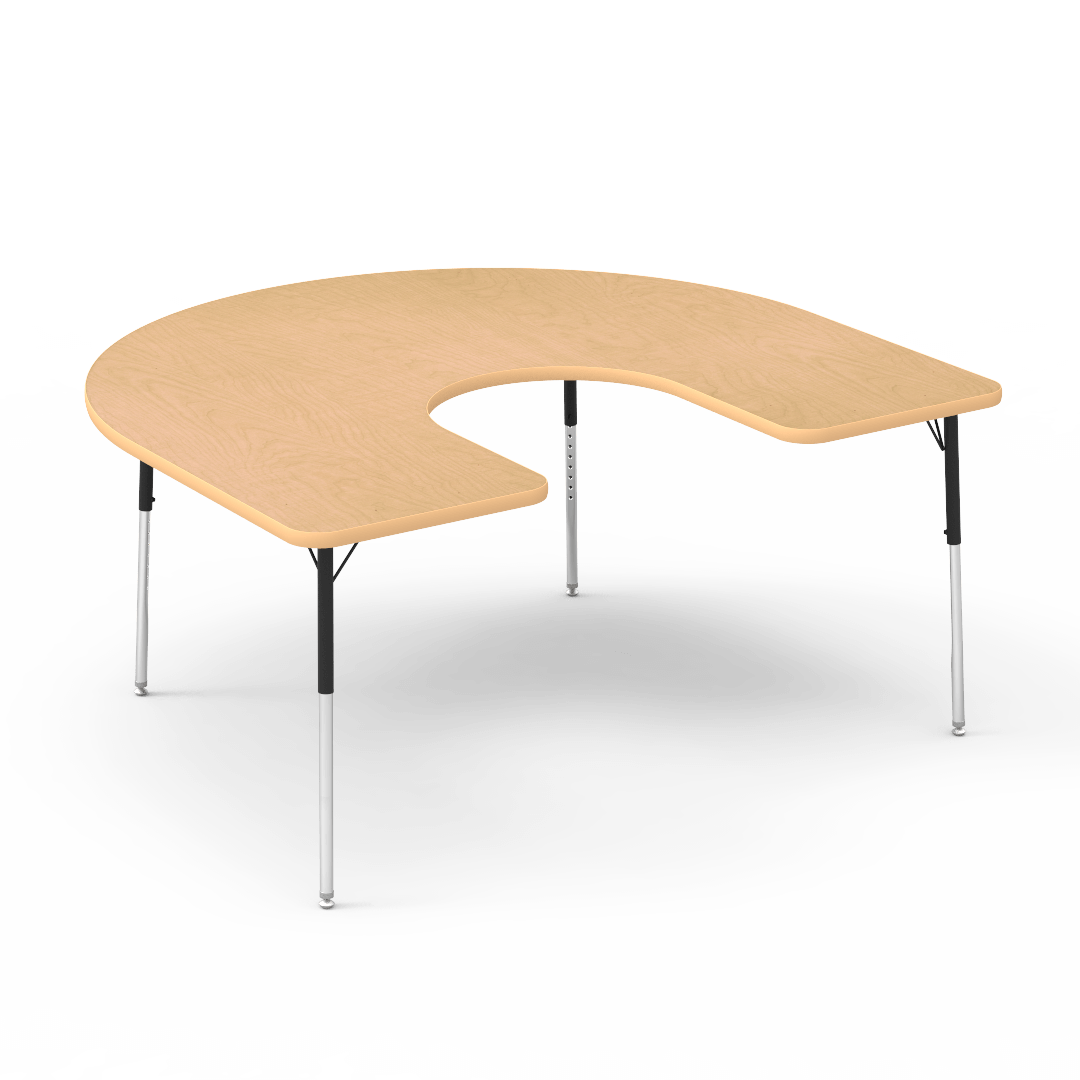 Virco 48HORSE60 - Virco 4000 Series Horseshoe Activity Table with Heavy Duty Laminate Top and Adjustable Height Legs (60"W x 66"L x 22"-30"H) - SchoolOutlet