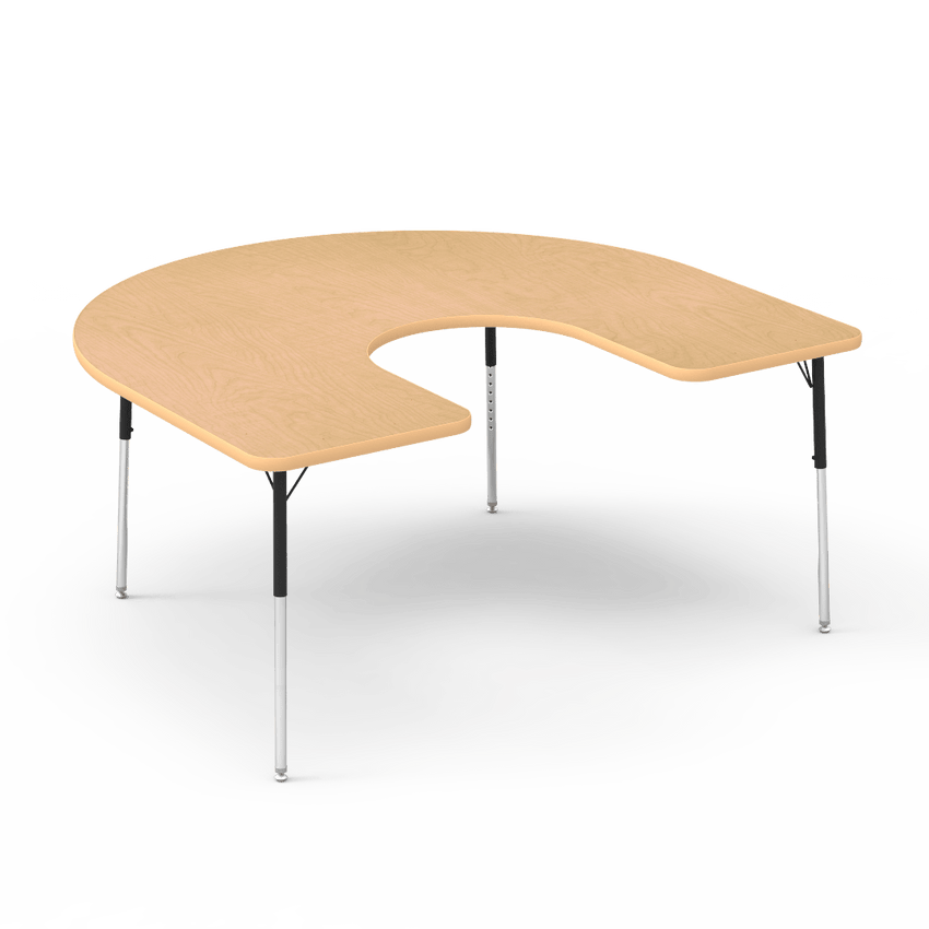 Virco 48HORSE60 - Virco 4000 Series Horseshoe Activity Table with Heavy Duty Laminate Top and Adjustable Height Legs (60"W x 66"L x 22"-30"H) - SchoolOutlet