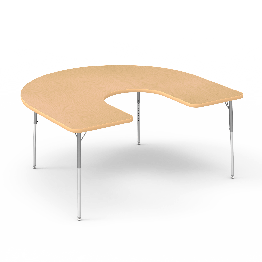 Virco 48HORSE60 - Virco 4000 Series Horseshoe Activity Table with Heavy Duty Laminate Top and Adjustable Height Legs (60"W x 66"L x 22"-30"H) - SchoolOutlet