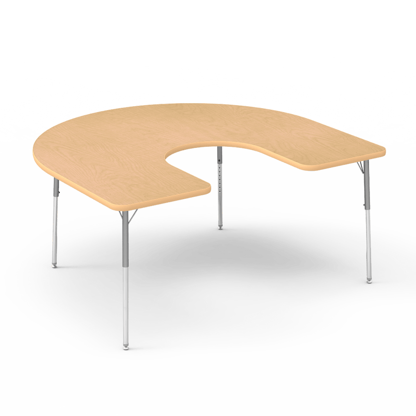 Virco 48HORSE60 - Virco 4000 Series Horseshoe Activity Table with Heavy Duty Laminate Top and Adjustable Height Legs (60"W x 66"L x 22"-30"H) - SchoolOutlet