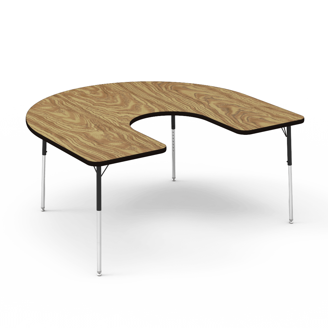 Virco 48HORSE60 - Virco 4000 Series Horseshoe Activity Table with Heavy Duty Laminate Top and Adjustable Height Legs (60"W x 66"L x 22"-30"H) - SchoolOutlet