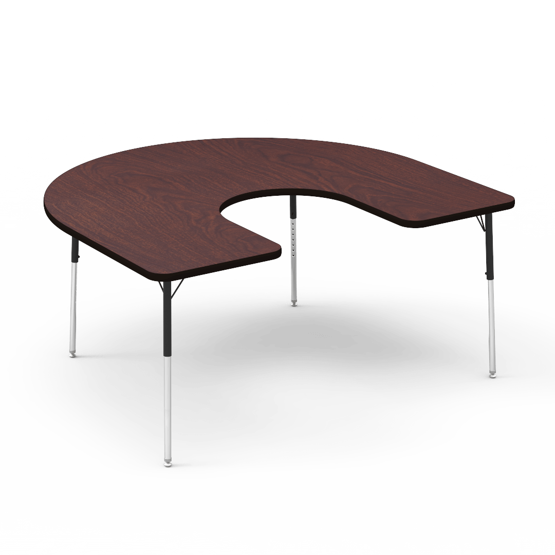 Virco 48HORSE60 - Virco 4000 Series Horseshoe Activity Table with Heavy Duty Laminate Top and Adjustable Height Legs (60"W x 66"L x 22"-30"H) - SchoolOutlet