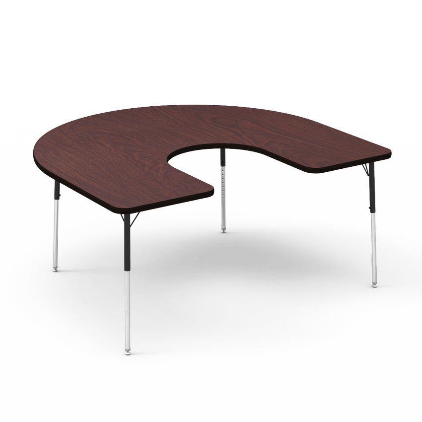 Virco 48HORSE60 - Virco 4000 Series Horseshoe Activity Table with Heavy Duty Laminate Top and Adjustable Height Legs (60"W x 66"L x 22"-30"H) - SchoolOutlet