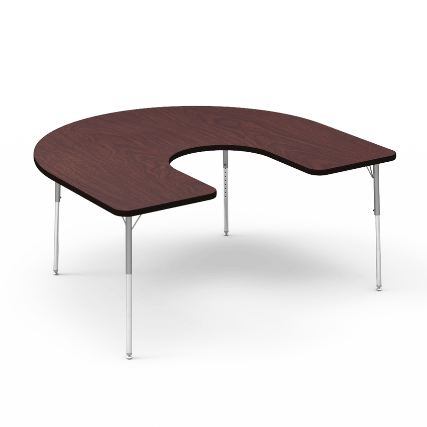 Virco 48HORSE60 - Virco 4000 Series Horseshoe Activity Table with Heavy Duty Laminate Top and Adjustable Height Legs (60"W x 66"L x 22"-30"H) - SchoolOutlet