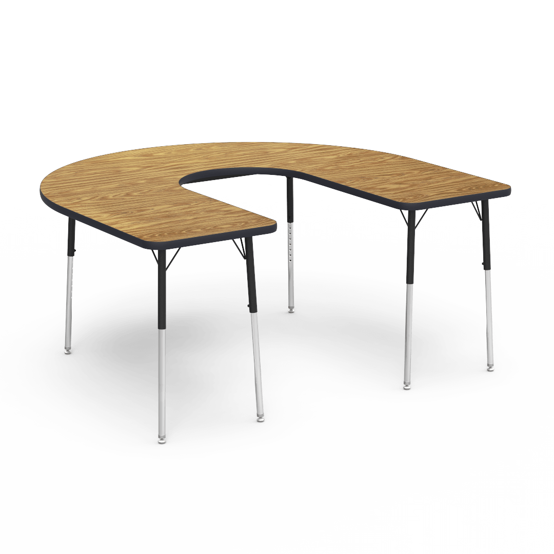 Virco 48HORSE60DC - Virco 4000 Series Deep Cut Horseshoe Activity Table with Heavy Duty Laminate Top (60"W x 66"L x 22-30"H) - SchoolOutlet